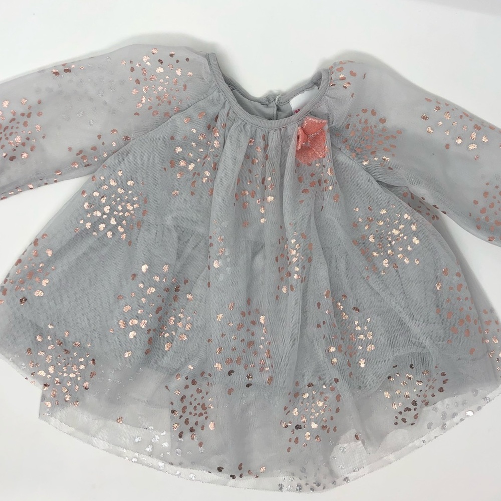 Toddler girls rose grey and rose gold tulle top